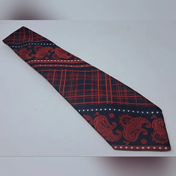 Yves Saint Laurent Vintage Neck Tie Tartain Plaid Paisley Striped 70s 80s 55" - Picture 13 of 15